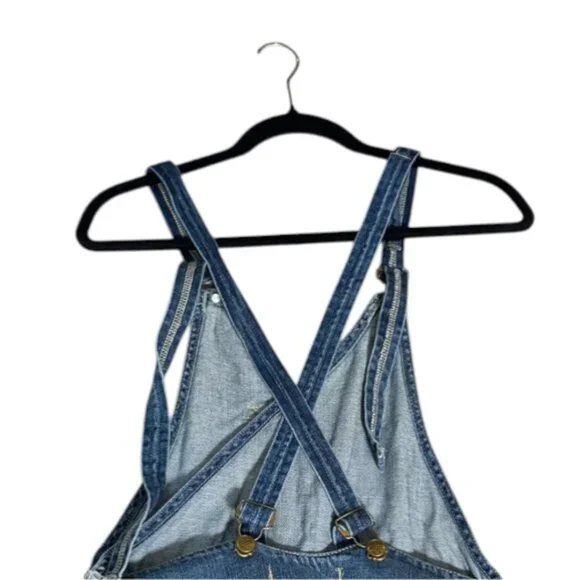 Free People V-neck Cross back Bib Relaxed Overalls Straight Leg Size 25 - Picture 7 of 13